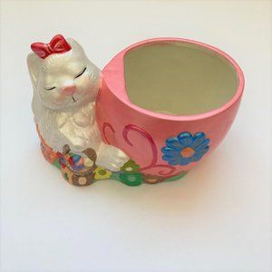 Holland Mold Bunny Rabbit Planter Vintage 1981 Ceramic Easter Decor Springtime